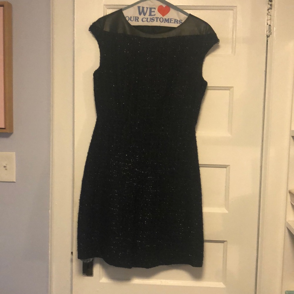 ABS Platinum Navy Tweed A-line Dress size 6